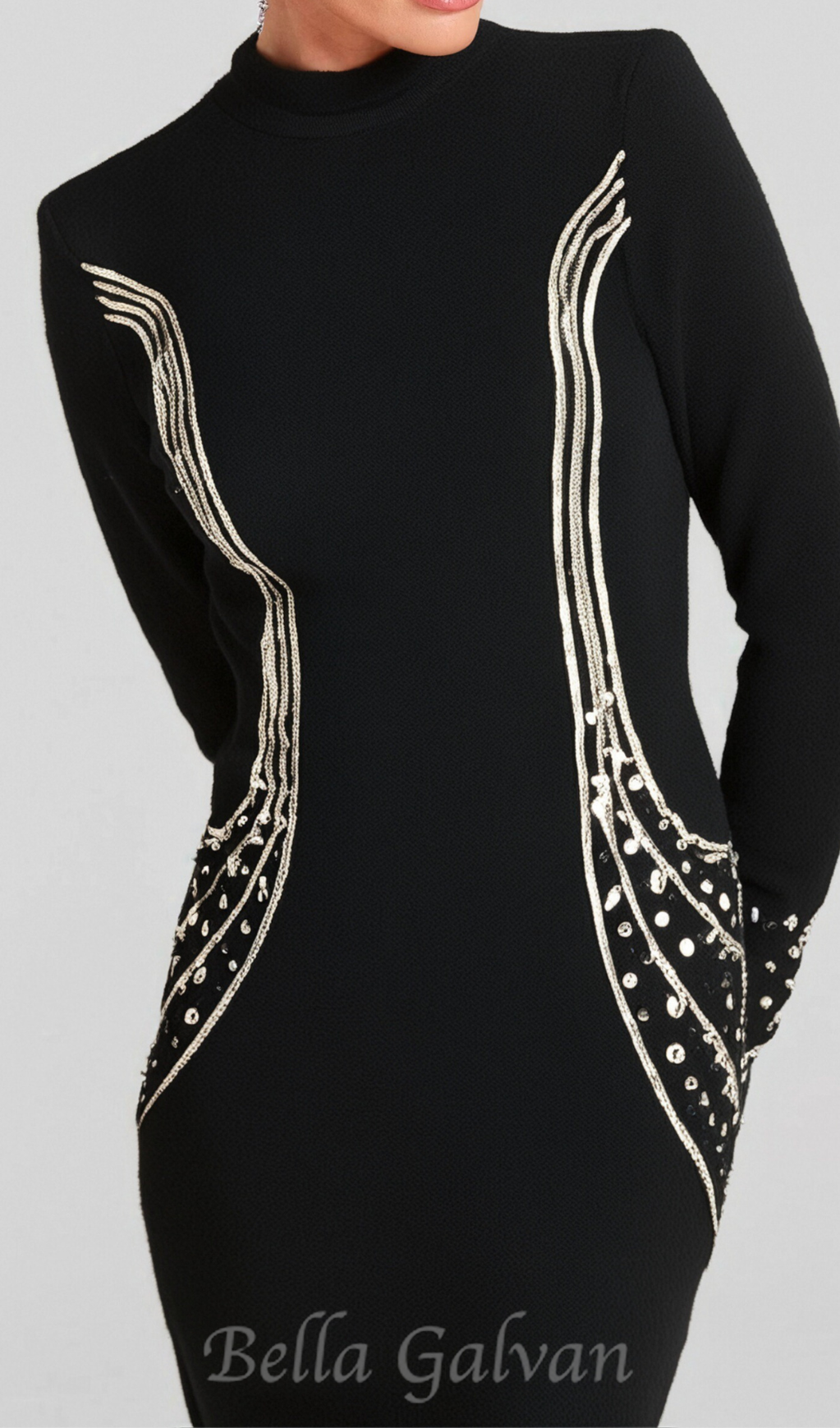 Flowering Girl Women Ashley crystal embellished bodycon maxi dress in black