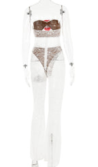 Flowering Girl Women Flower Lace Hollow Jumpsuit In White