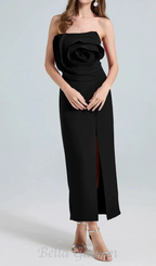 Flowering Girl Women michelle 3d flower strapless midi dress in black