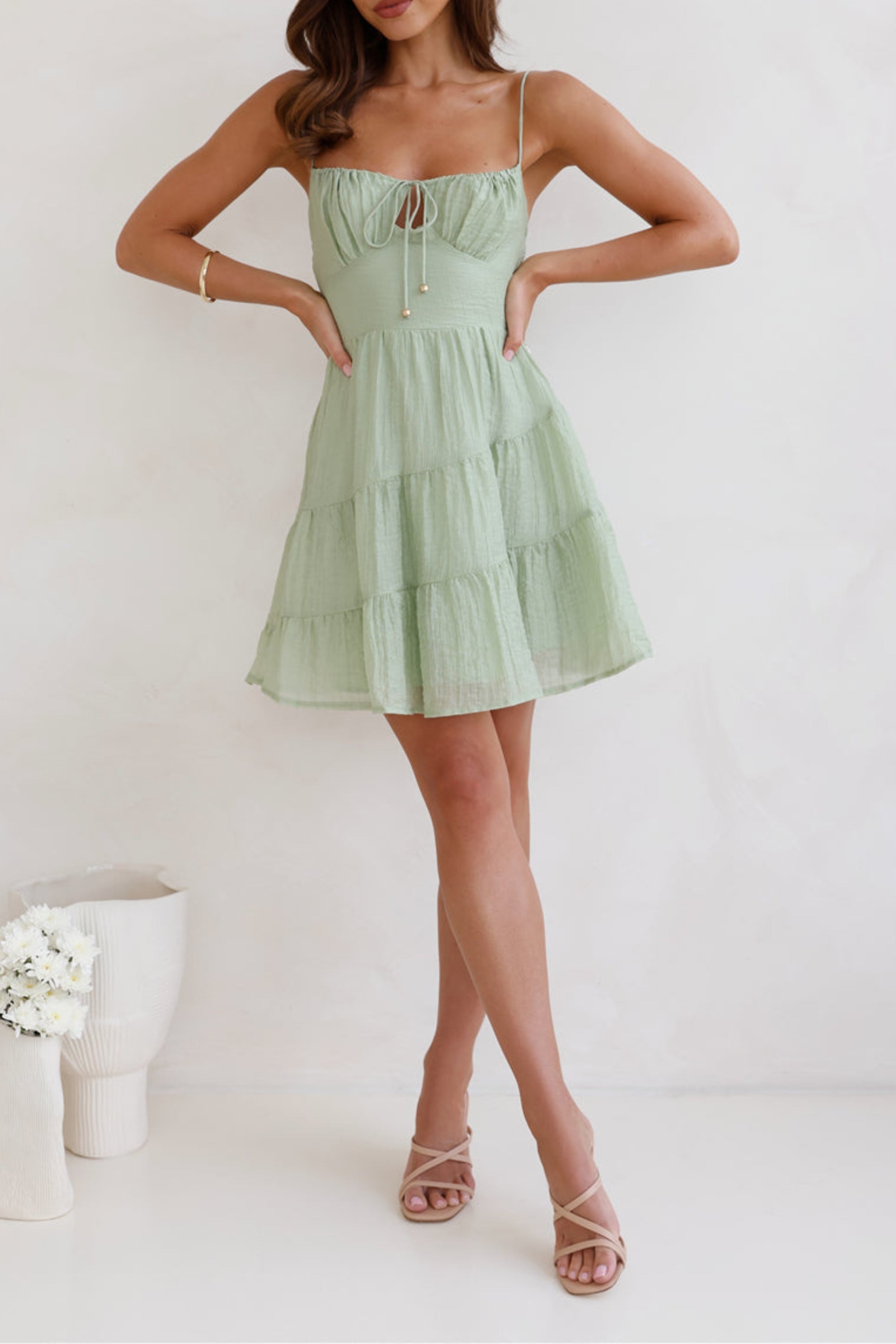 Strappy Mini Dress In Green