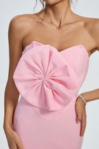 Flowering Girl Women Annabelle Bowknot Bandage Bustier Midi Dress In Pink
