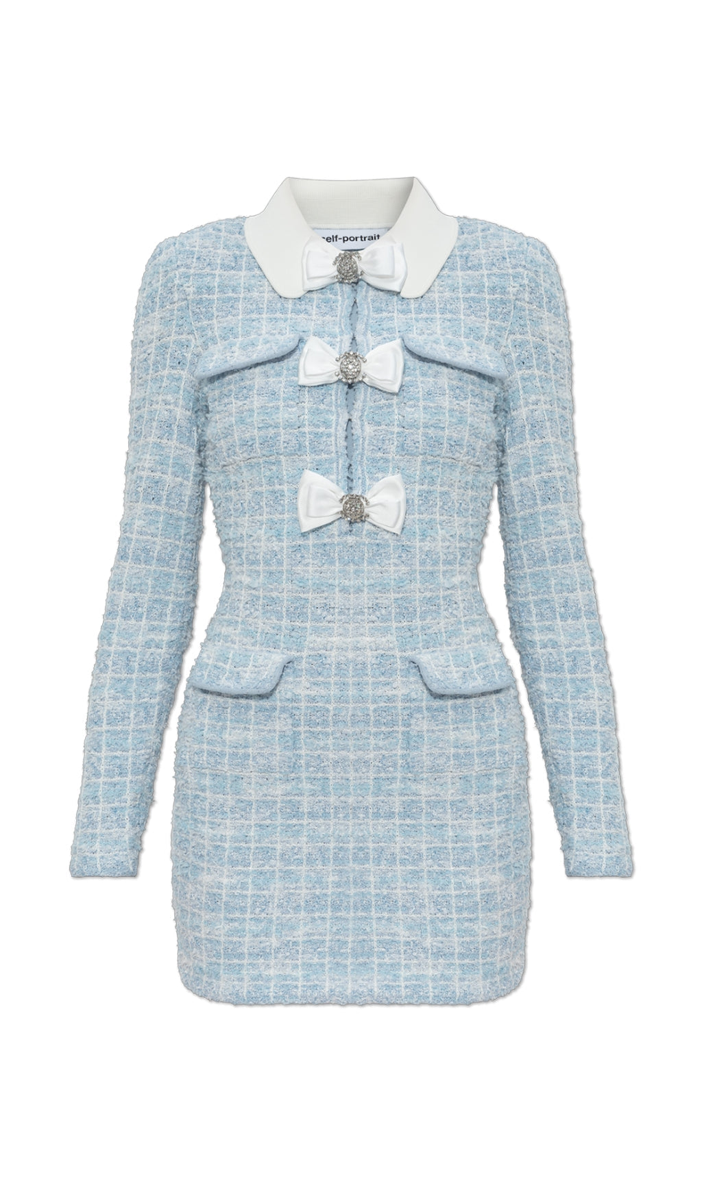 Flowering Girl Women check collared knit mini dress in blue