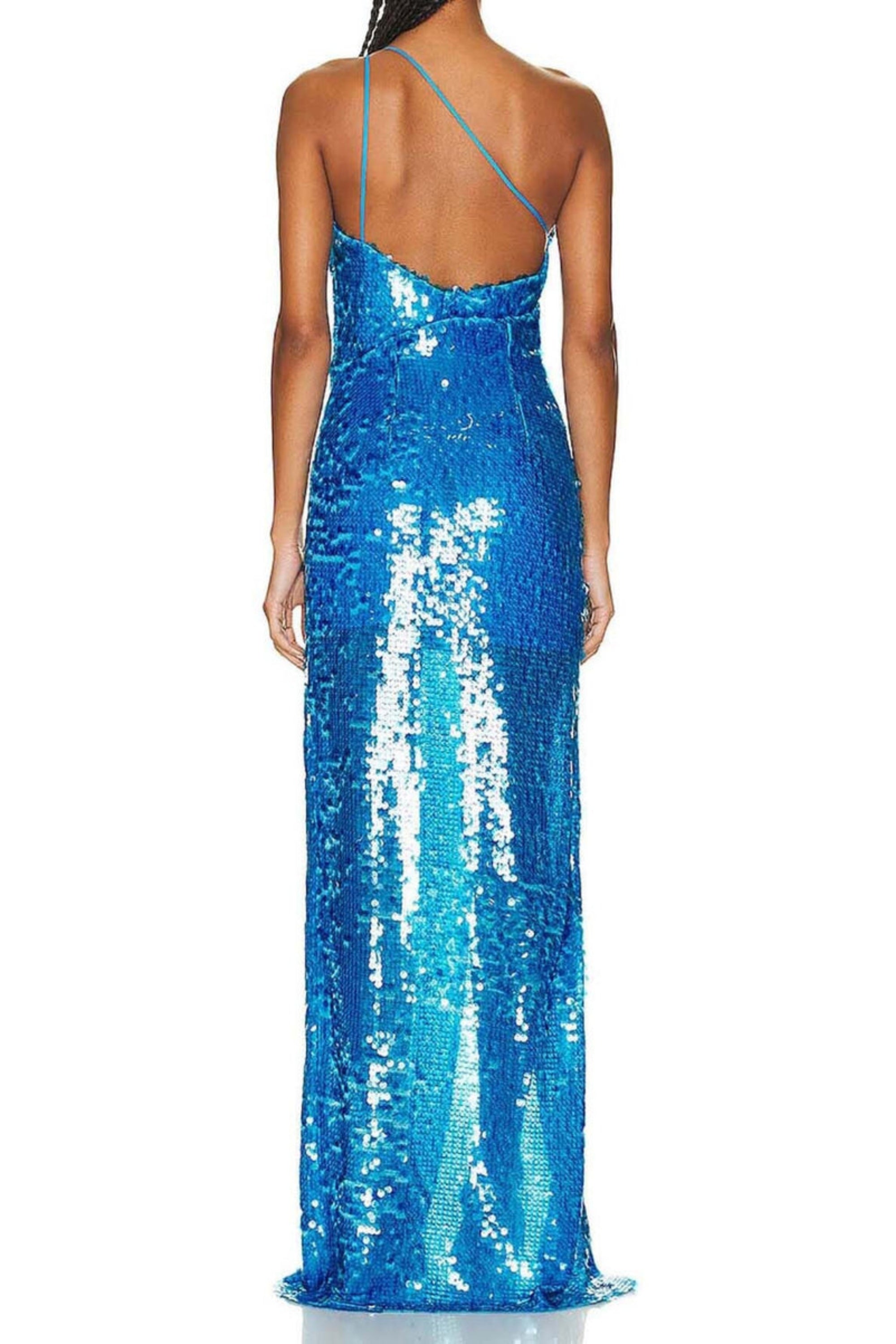 Flowering Girl Women One Shoulder Sequin Maxi Dress