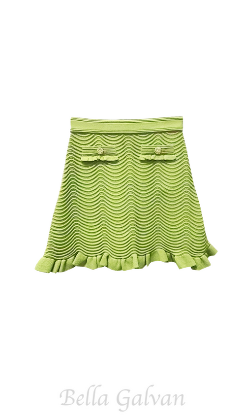 Flowering Girl Women Alina Knit Mini Skirt in Olive Green