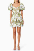 Flowering Girl Women Rebecca Flora Lace Mini Dress In Green