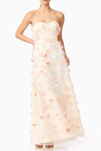 Flowering Girl Women Off-Shoulder Embroidered Maxi Dress In Apricot