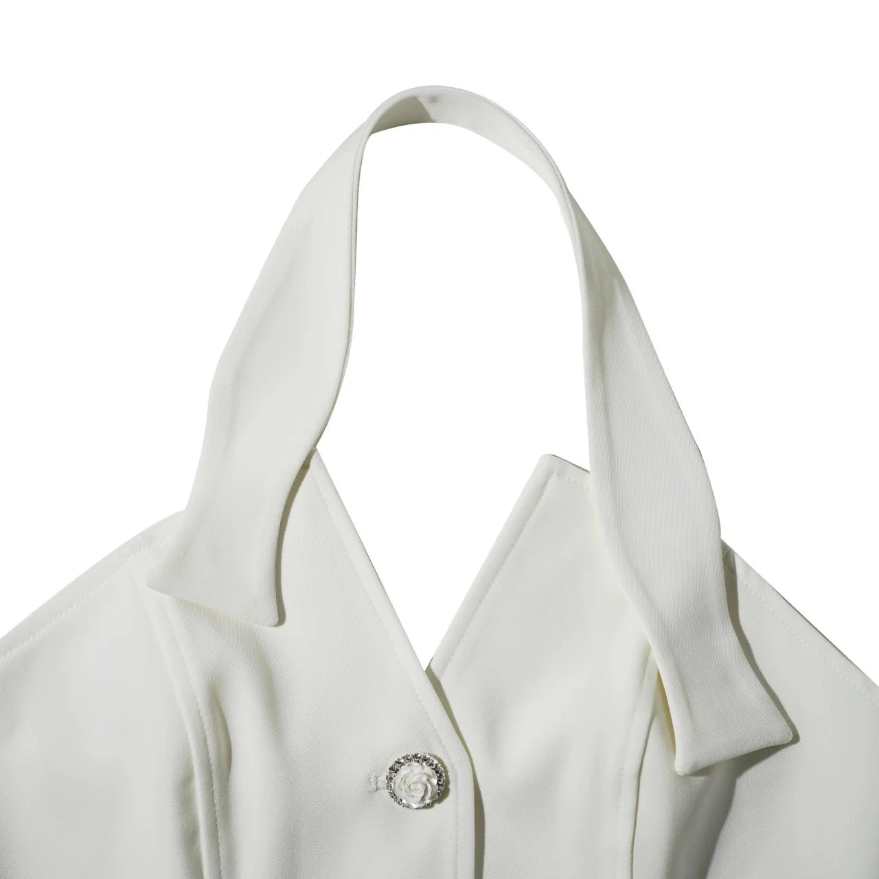 Flowering Girl Women Halter Neck Vest Flower Embellished Pants Suit In Ivory