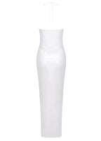 anila Glitter Rosette Halter Sequined Maxi Dress In White