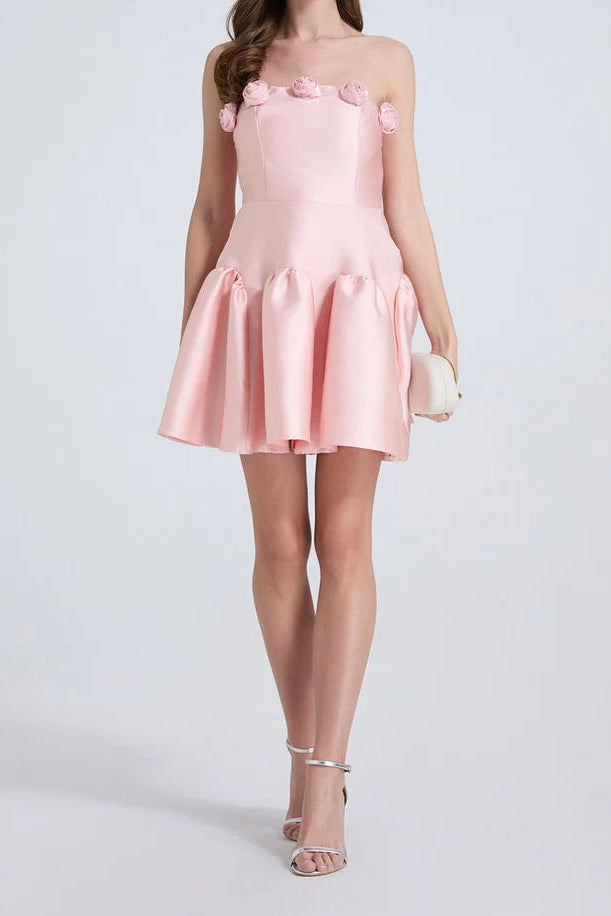 Flowering Girl Women Tina flower strapless mini Dress in pink