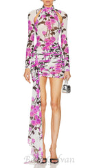 Flowering Girl Women BRISA ROSE RUCHED LONG SLEEVE MINI DRESS