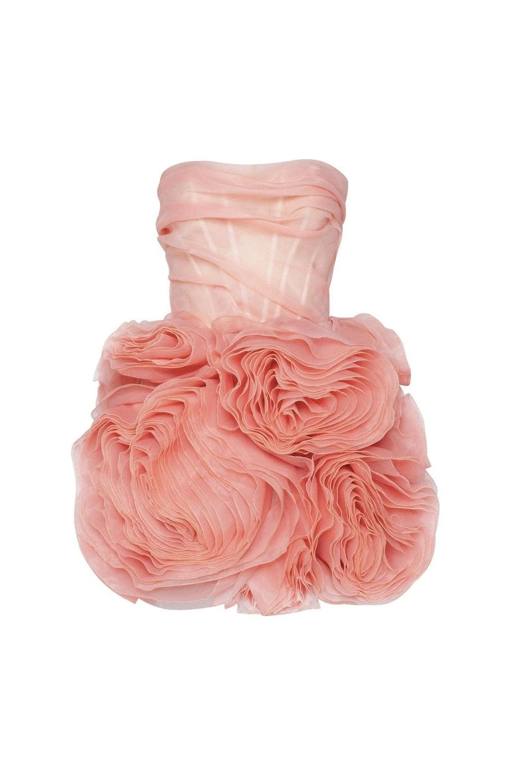 Georgia Appliquéd Organza Coral Mini Dress