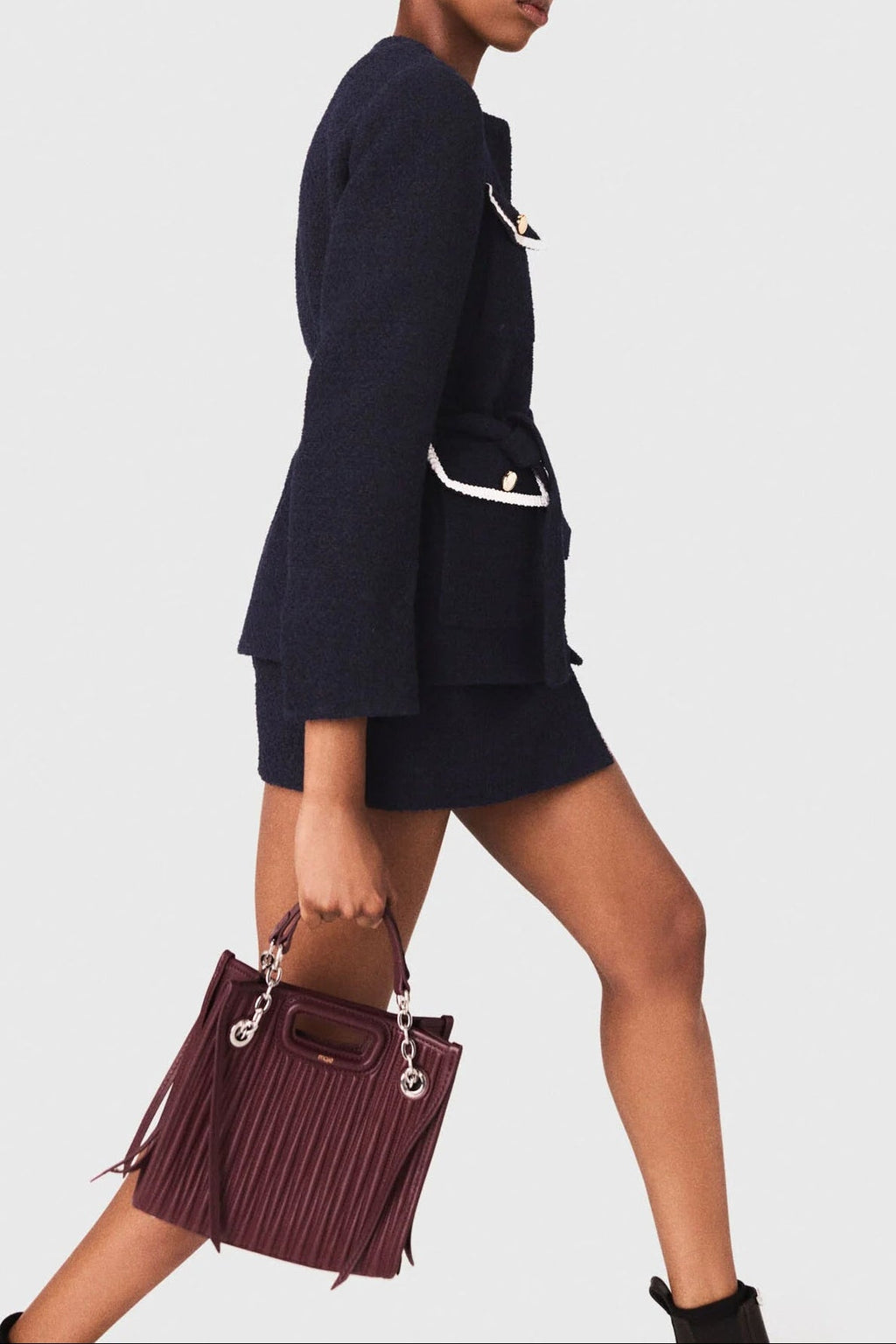 Sigrid Navy Blue 4-Pocket Tweed Jacket