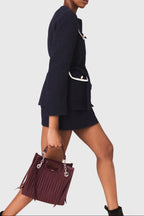 Sigrid Navy Blue 4-Pocket Tweed Jacket