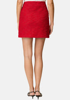 Plain jacket skirt set in red