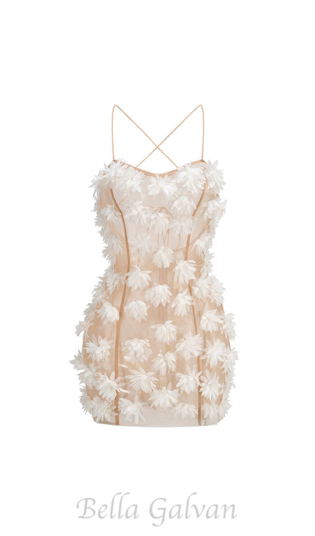 Flowering Girl Women flower embellished Mini Dress in white