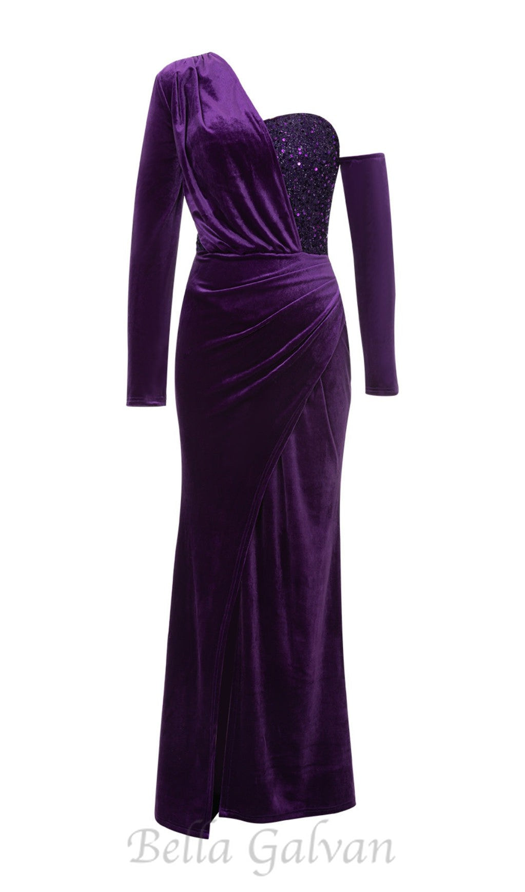 Flowering Girl Women CHOU PURPLE VELVET SEQUIN MAXI DRESS