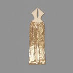 Flowering Girl Women sequin hollow bodycon maxi dress in gold