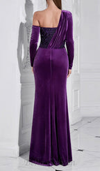 Flowering Girl Women CHOU PURPLE VELVET SEQUIN MAXI DRESS