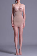 Sherry Nude Cord Lace Bustier Mini Dress