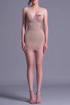 Sherry Nude Cord Lace Bustier Mini Dress