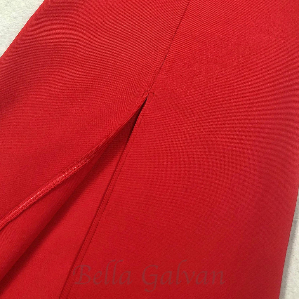 Flowering Girl Women sylvia crystal embellished long sleeve maxi dress in red