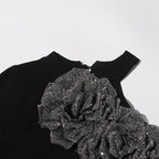 Flowering Girl Women CYANNE BLACK ONE SHOULDER FLOWER MINI DRESS