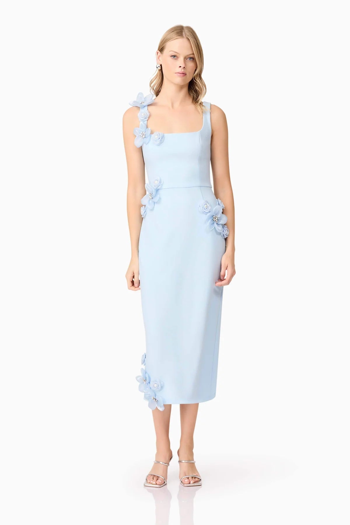 Flowering Girl Women Sabrina 3d Flower Midi Dress In Blue