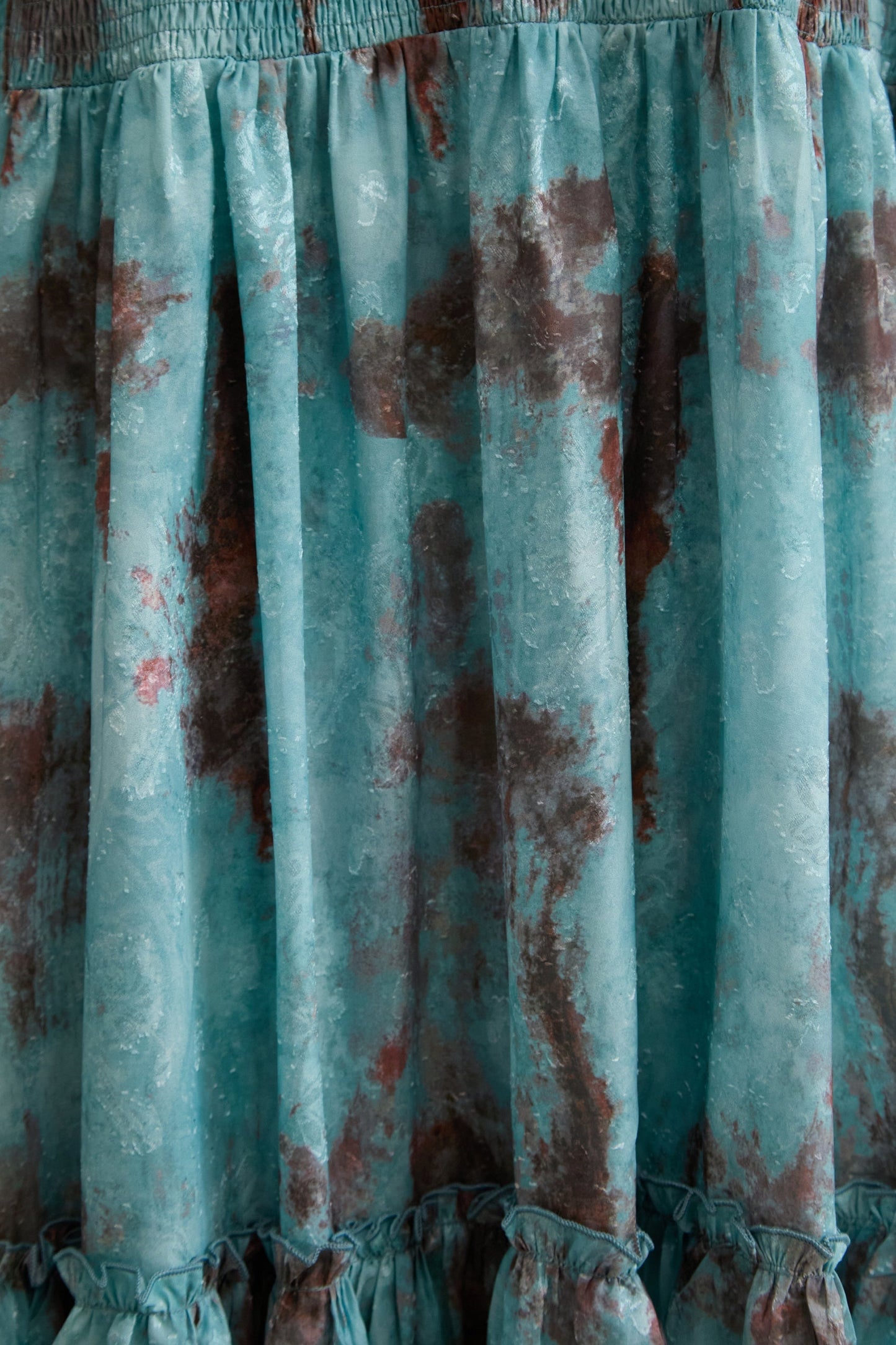 kristin Teal Printed Tiered Ruffle Maxi Dress - green