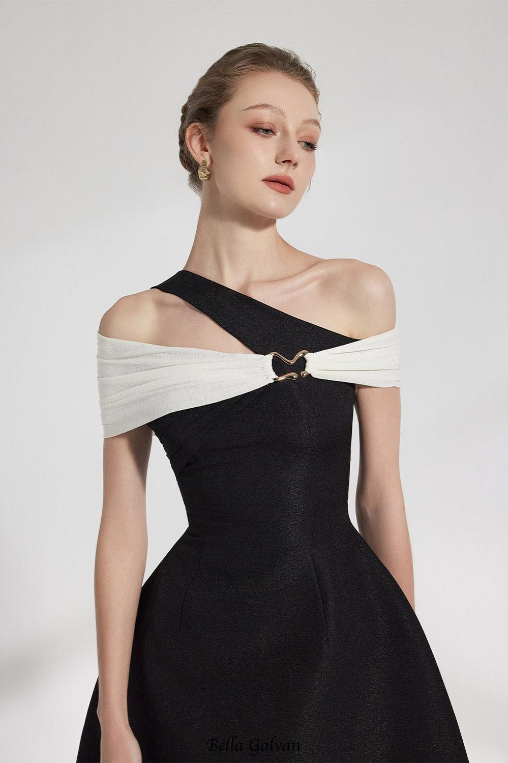 Mahala Asymmetric Off Shoulder Mini Dress
