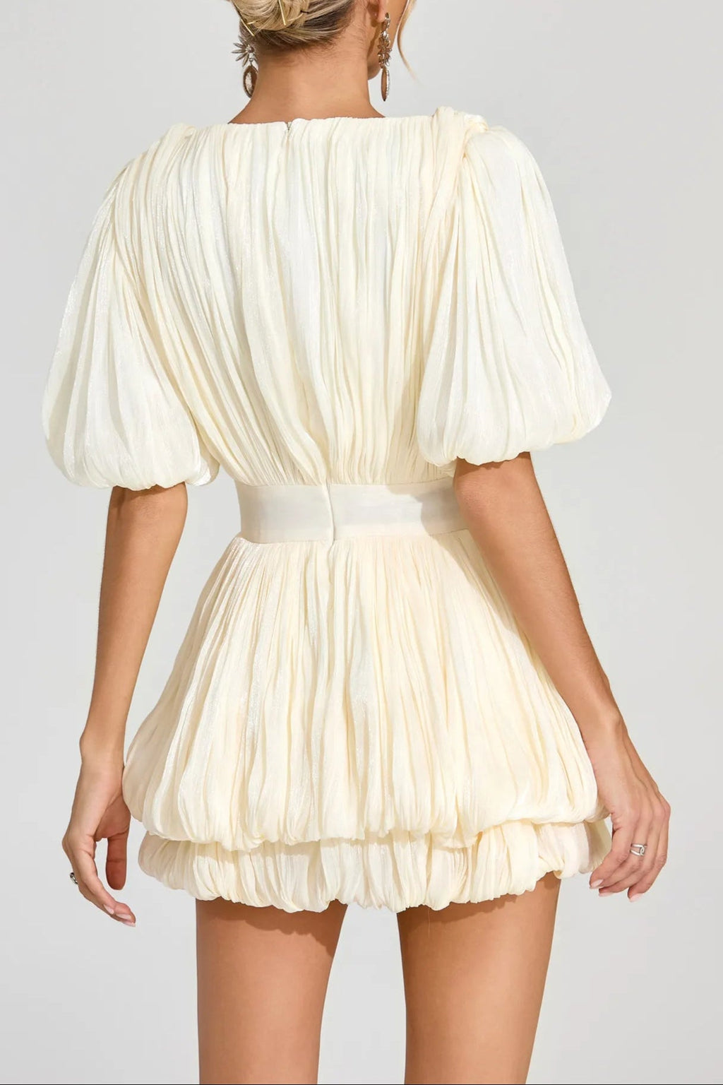 Flowering Girl Women Eartha Apricot 3d Flower Organza Pleated Mini Dress
