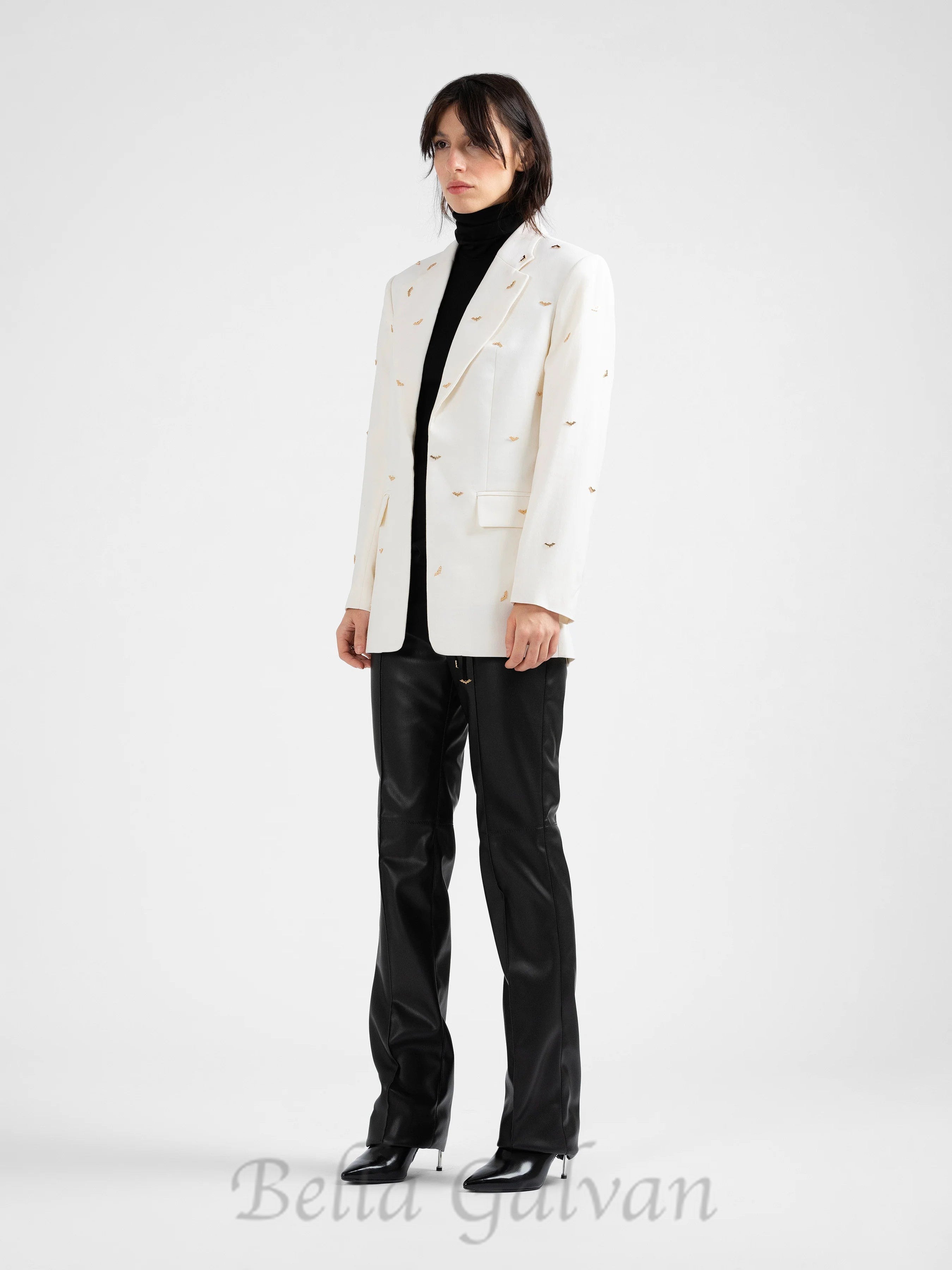 Flowering Girl Women bat-shape embellished blazer in white