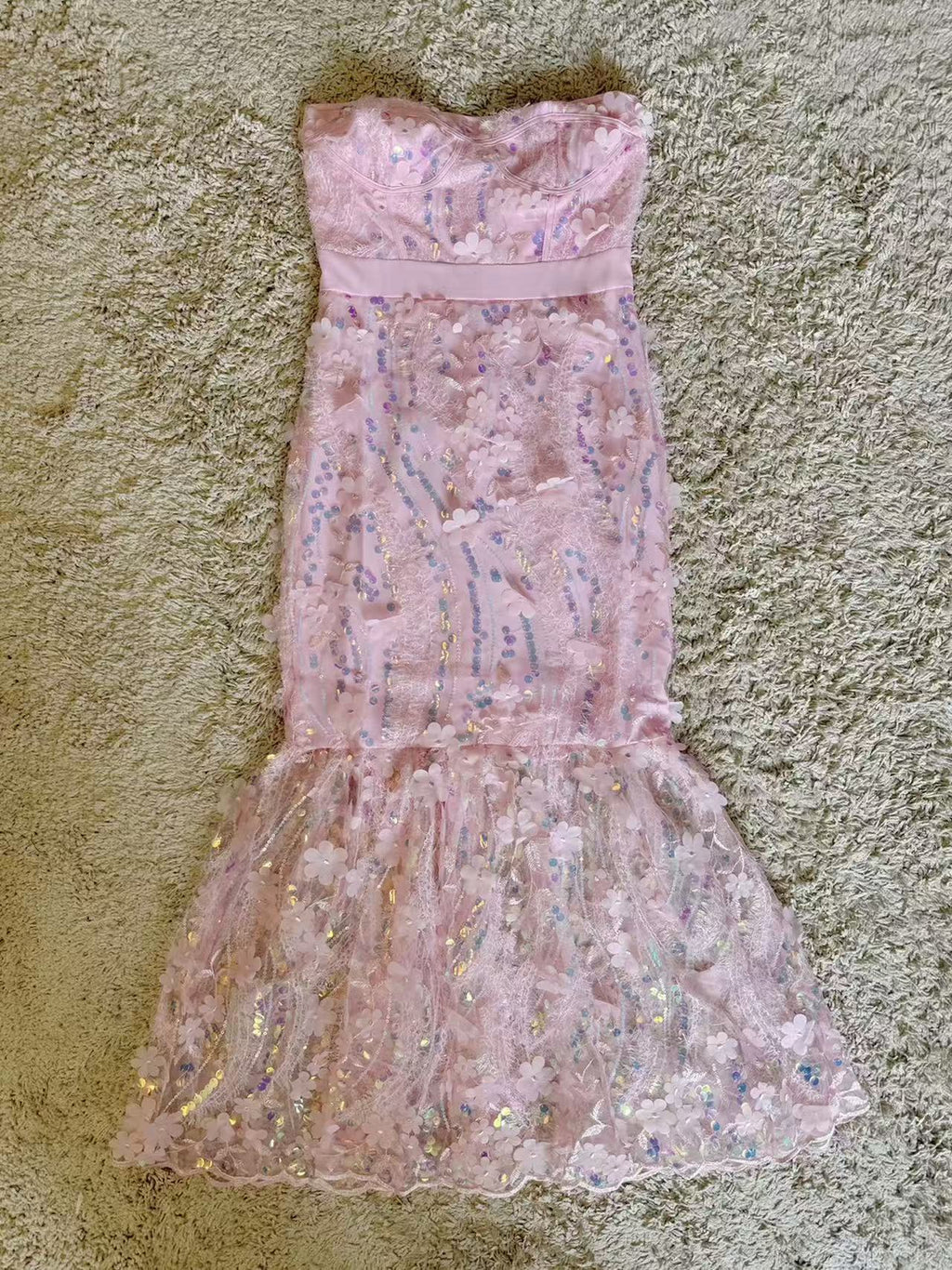 Flowering Girl Women Girly Charms Strapless Midi Dress Pink
