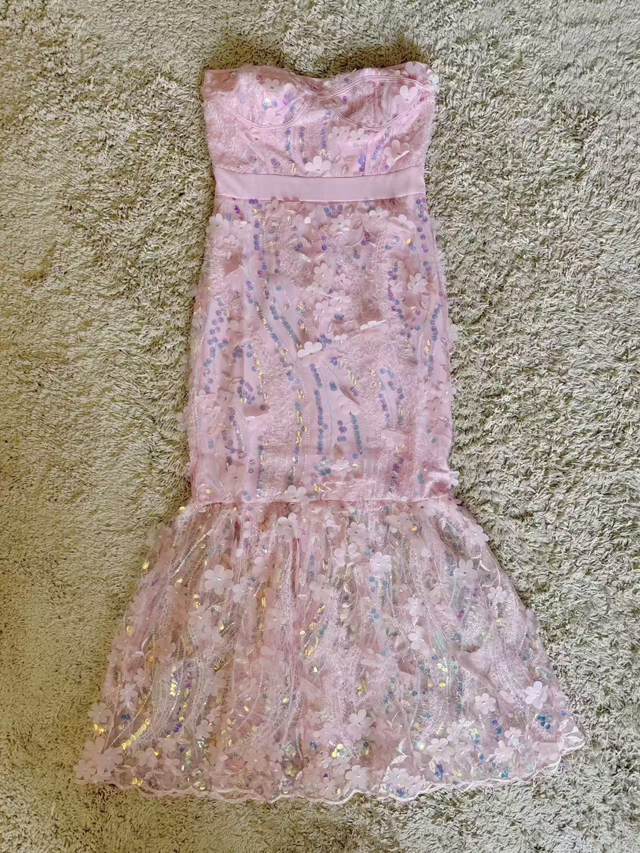 Flowering Girl Women Girly Charms Strapless Midi Dress Pink