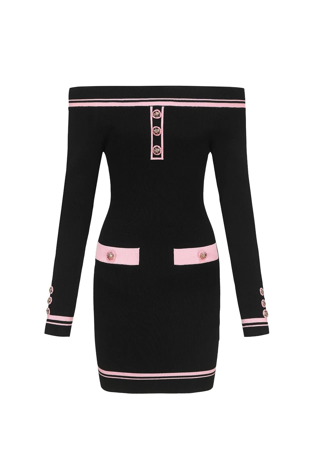 vanessa off-shoulder Knit mini Dress in black