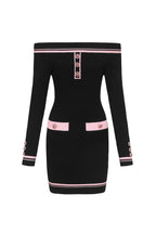 vanessa off-shoulder Knit mini Dress in black