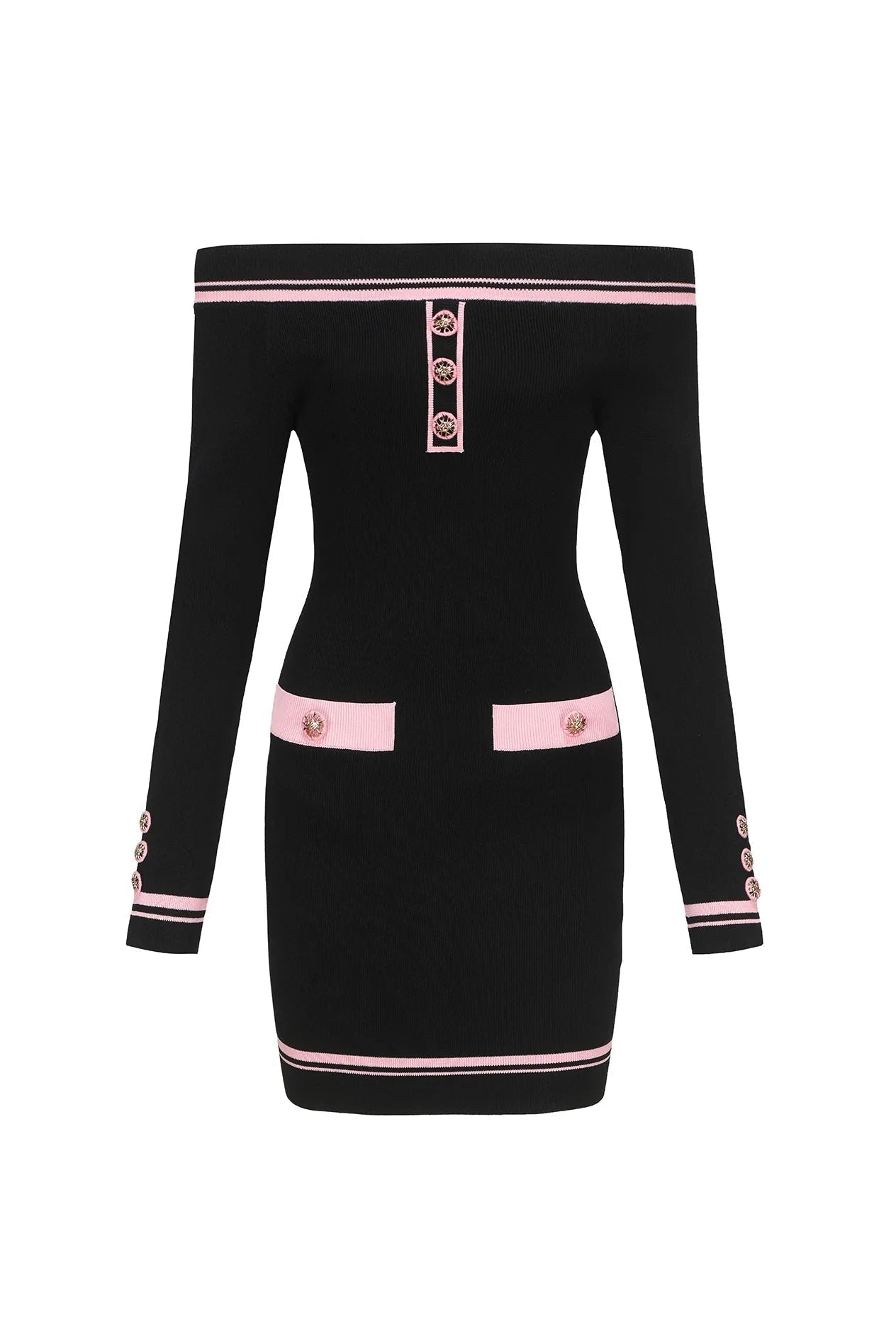 vanessa off-shoulder Knit mini Dress in black