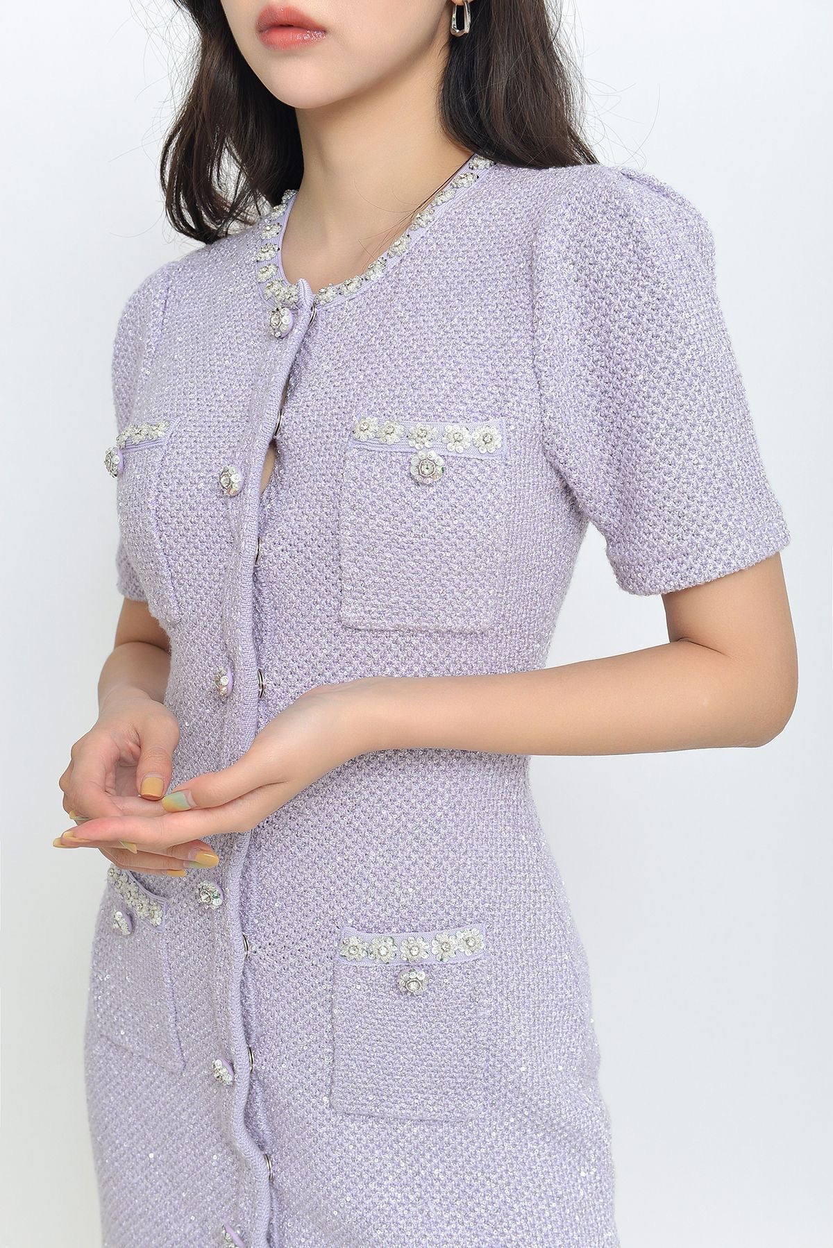 Flowering Girl Women Sequin-Embellished Knitted Mini Dress