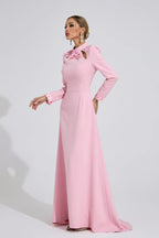 Shirley Light Pink Rhinestone Cutout Mermaid Maxi Dress