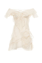 Flowering Girl Women Theia Ruffle Layers Strapless Mini Dress In Beige