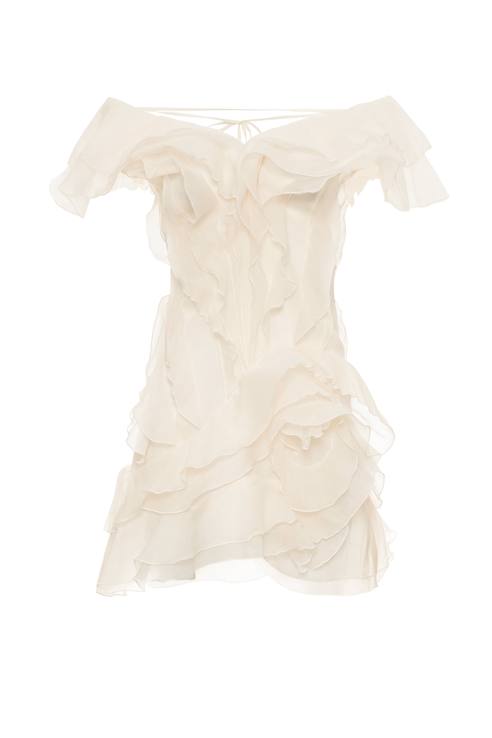 Flowering Girl Women Theia Ruffle Layers Strapless Mini Dress In Beige