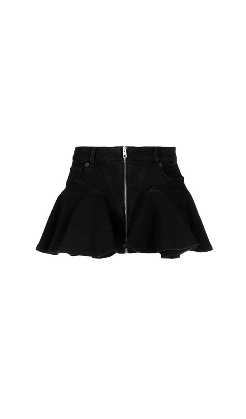 Flowering Girl Women BLACK FLARED DENIM MINI SKIRT