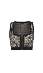 MONOGRAM-PATTERN CROPPED TOP