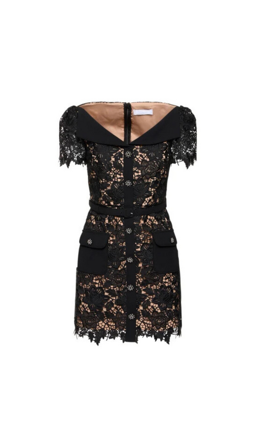 Flowering Girl Women BLACK LACE MINI DRESS