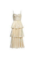 TIERED METALLIC MIDI DRESS