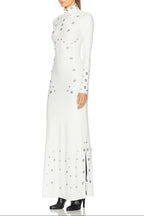 Clara Embellished Stretch-Jersey Maxi Dress In White
