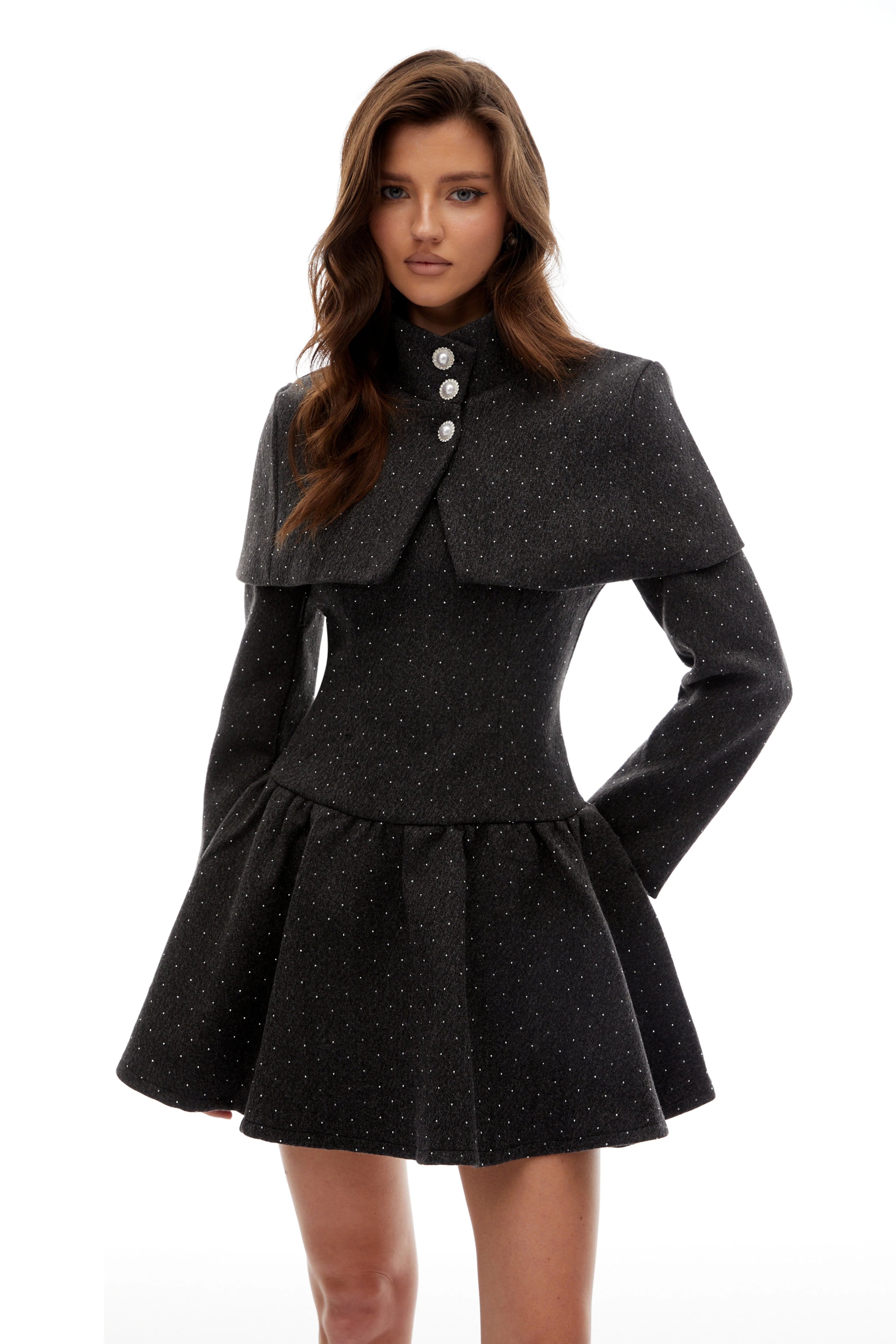 Hawthy Polka Dot Cape & Dress Set