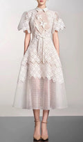 EMBROIDERY MIDI DRESS IN WHITE