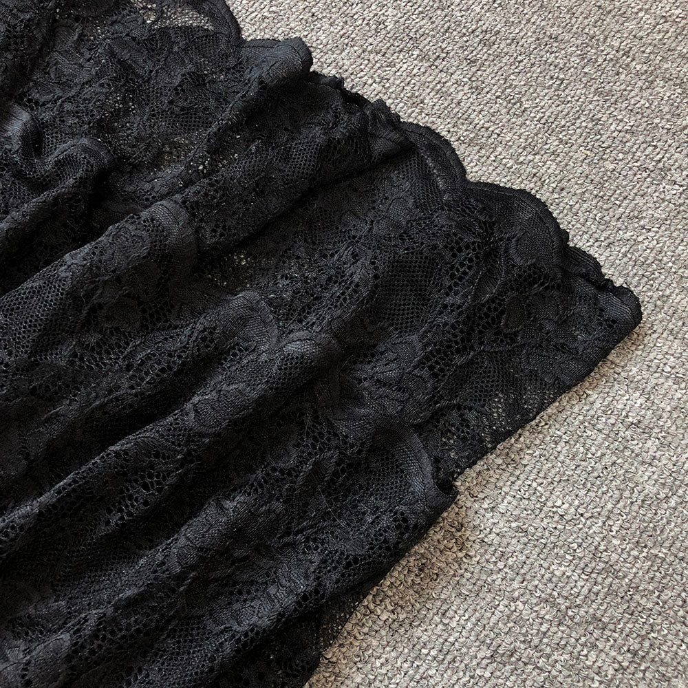 Flowering Girl Women Carlin layer lace maxi dress in black