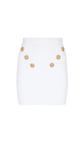 WHITE BUTTONED KNIT MINI SKIRT