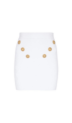 WHITE BUTTONED KNIT MINI SKIRT